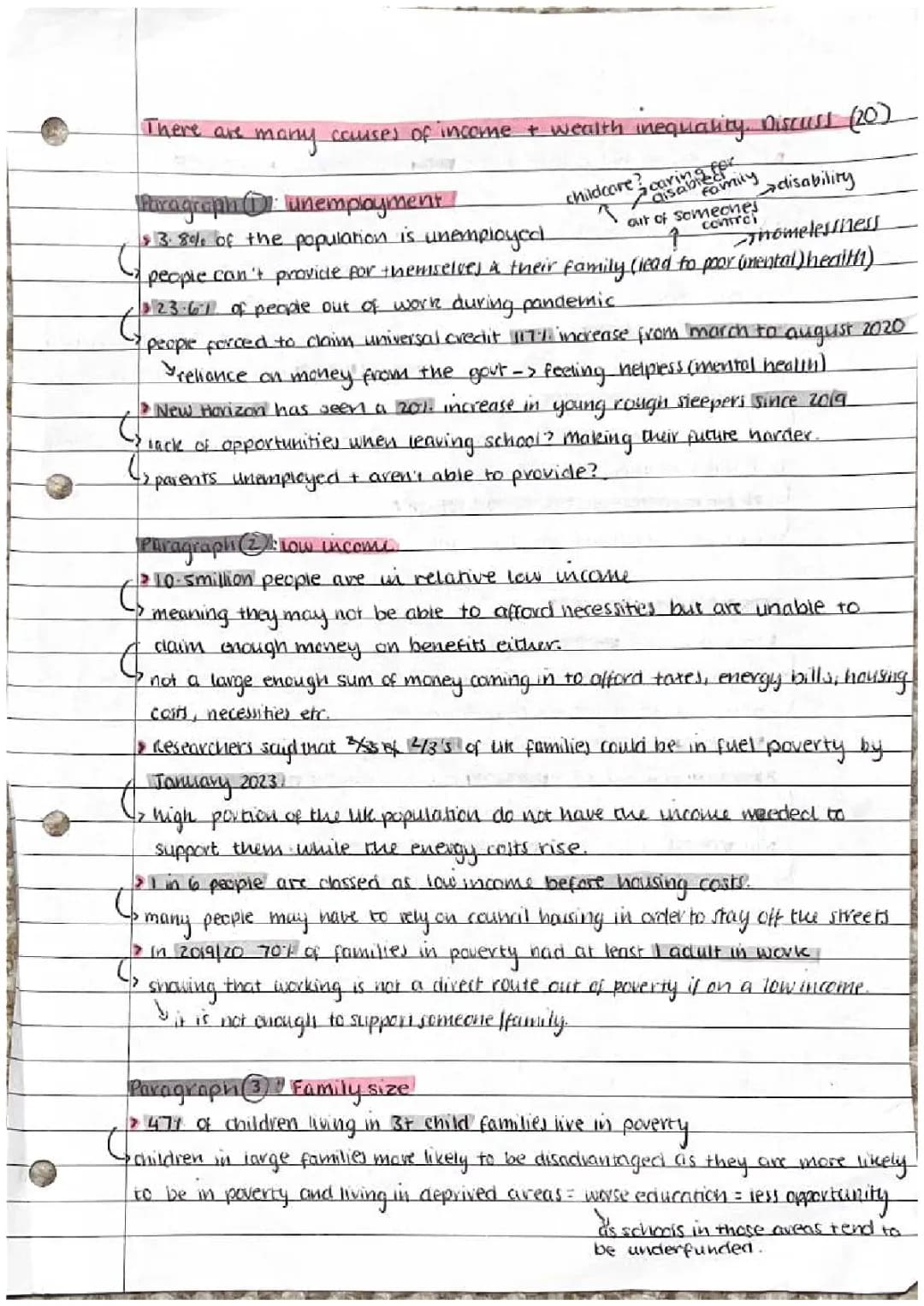 Understanding Income and Wealth Inequality: Higher Modern Studies Essay Plan