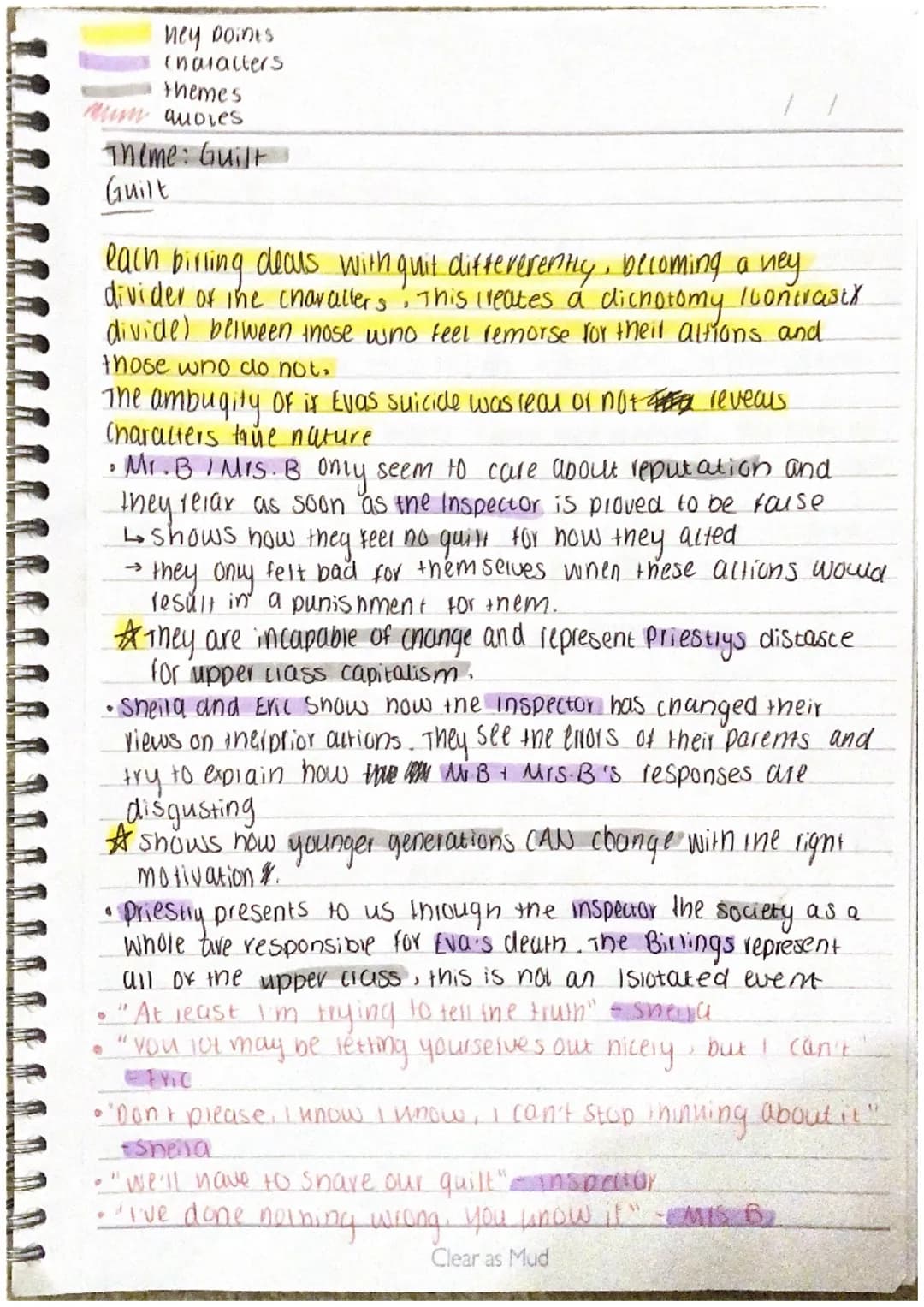 =
= theme
context from play
Character
quote
Examples of each theme in AIC
Social responsibility.
older gen (MI BIMIS. B) don't lave any resp