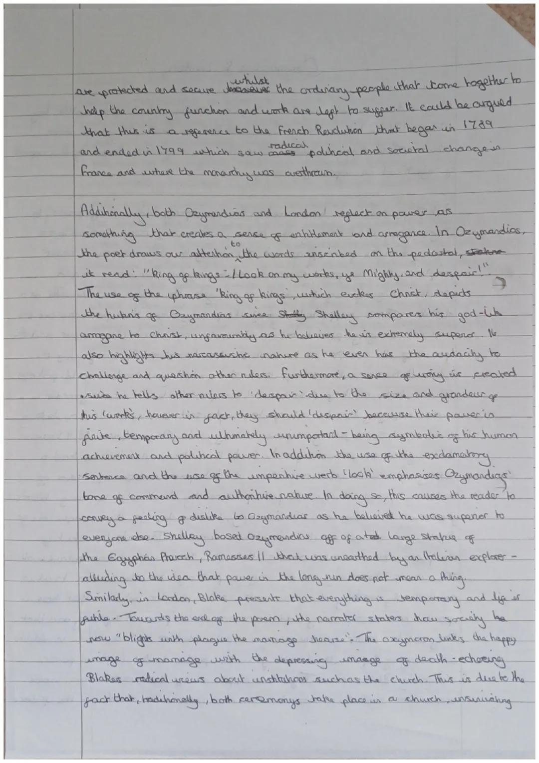Ozymandias & Londan

Ozymandias, untten by Perry Bysshe Shdly and London, intten by
William Blake both examine the paver that mer think they