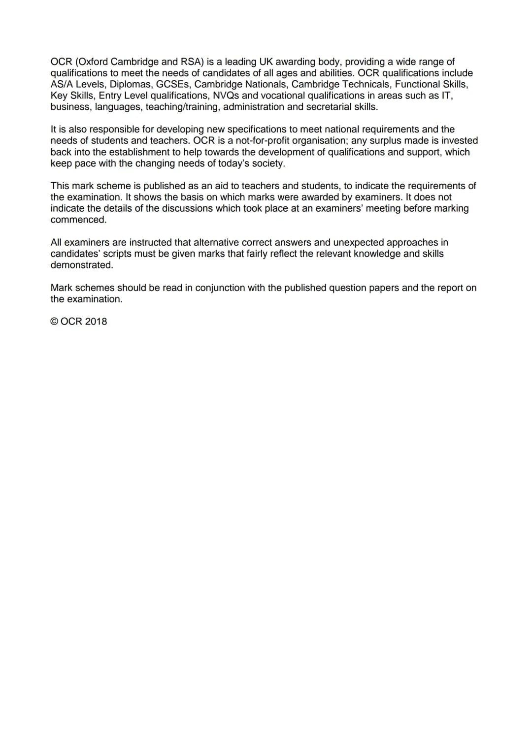 OCR
Oxford Cambridge and RSA
GCSE
Biology A
Unit J247H/03: Higher Tier- Paper 3
General Certificate of Secondary Education
Mark Scheme for J