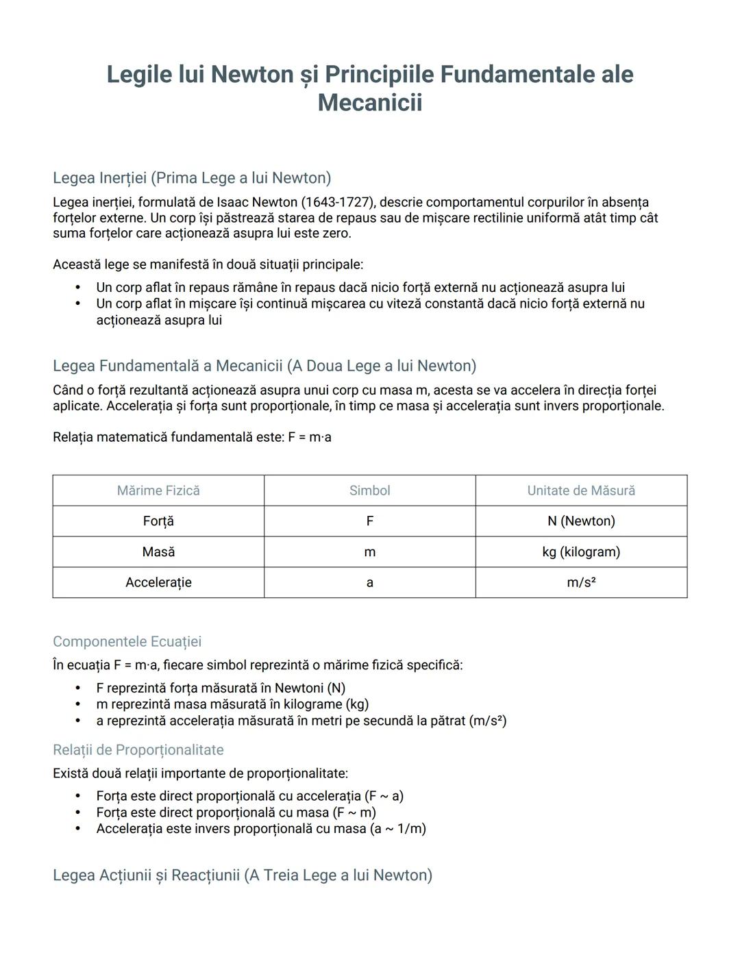 # Legile lui Newton și Principiile Fundamentale ale
Mecanicii

Legea Inerției (Prima Lege a lui Newton)

Legea inerției, formulată de Isaac 