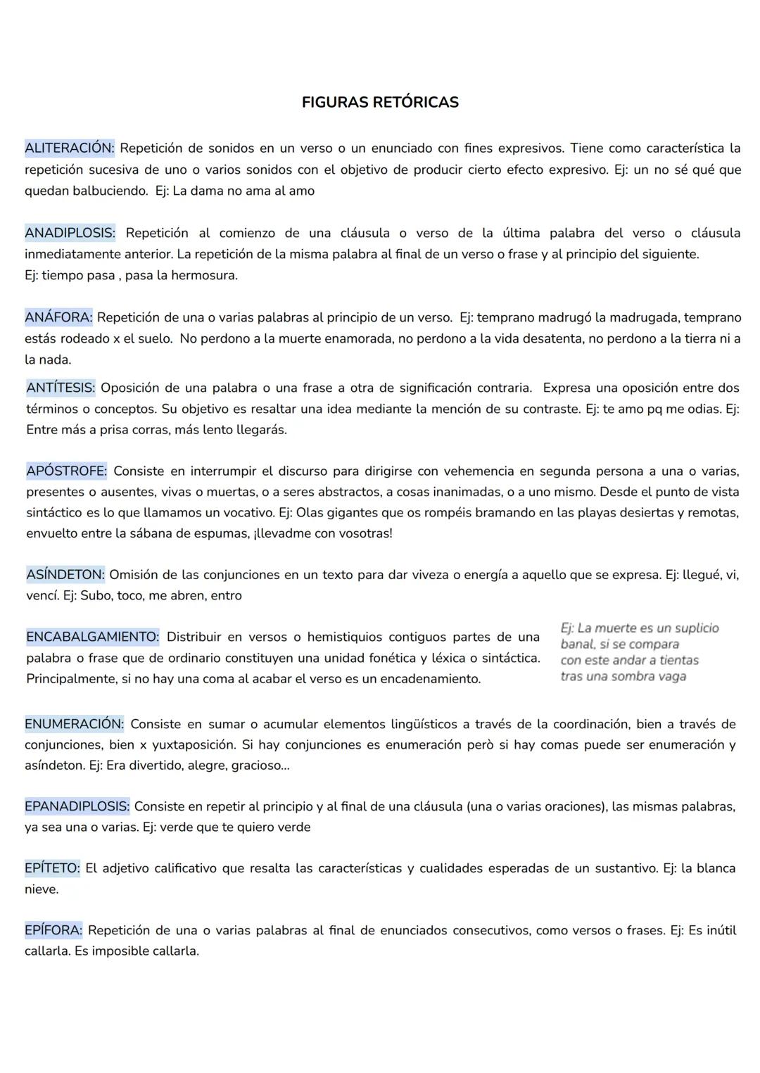 # FIGURAS RETÓRICAS

ALITERACIÓN: Repetición de sonidos en un verso o un enunciado con fines expresivos. Tiene como característica la
repeti