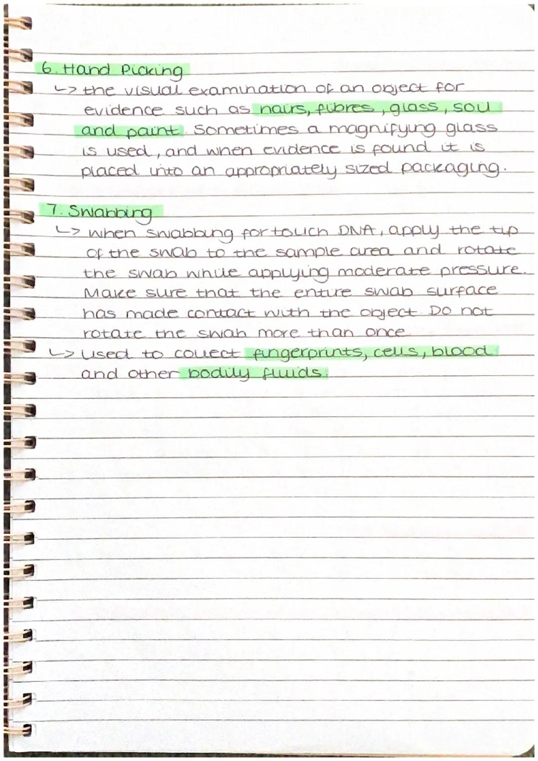 UNIT 4

Methods of Colection

•TOOIS

> tape > powders.

> tweezers adhesive stubs GSR

(collecting gunshot residue)

Techniques.

1. Shakin