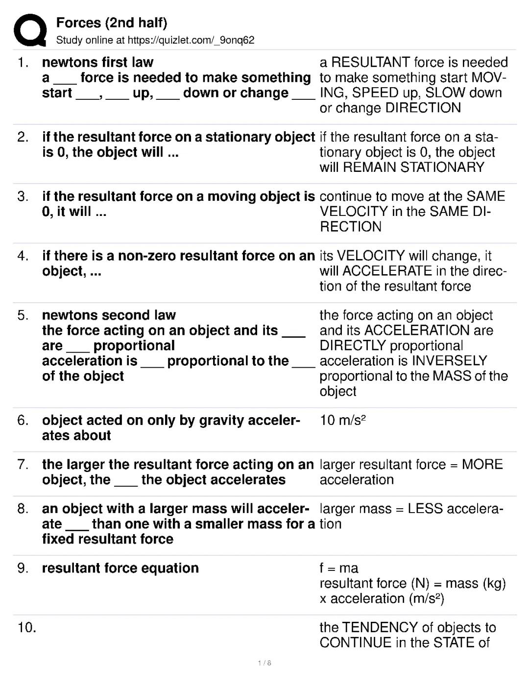 physics forces gcse