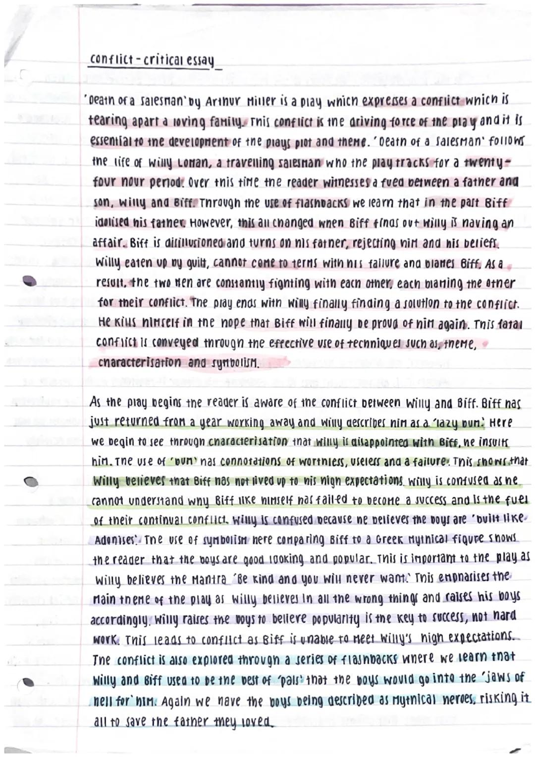 # conflict-critical essay

'Death of a salesman' by Arthur Miller is a play which expresses a conflict which is
tearing apart a loving famil