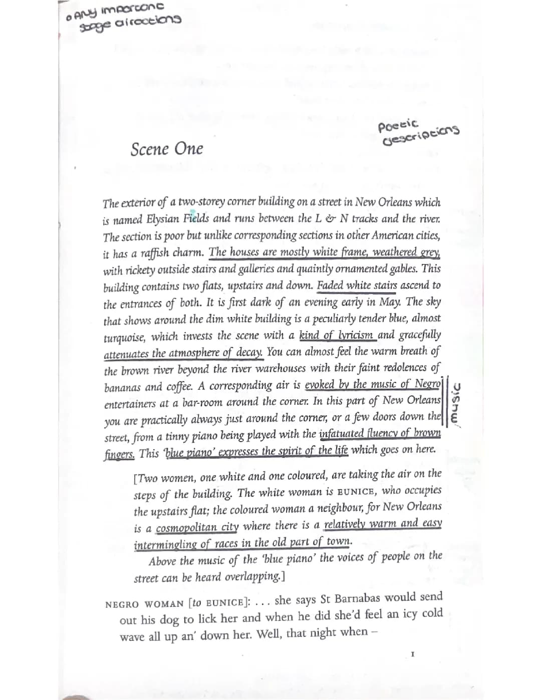 A streetcar named Desire annotations A LEVEL