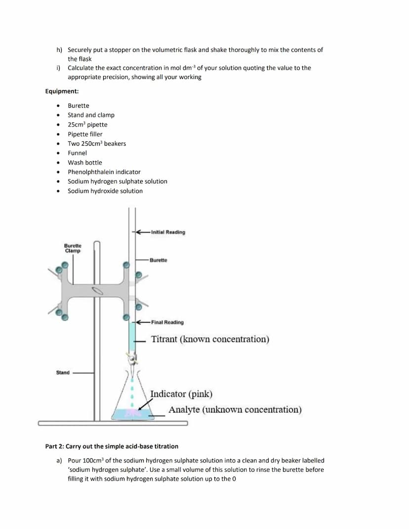 Required Practical 1: Make up a volumetric solution and carry out a simple
acid-base titration
Introduction
Aim: To make an accurate volumet