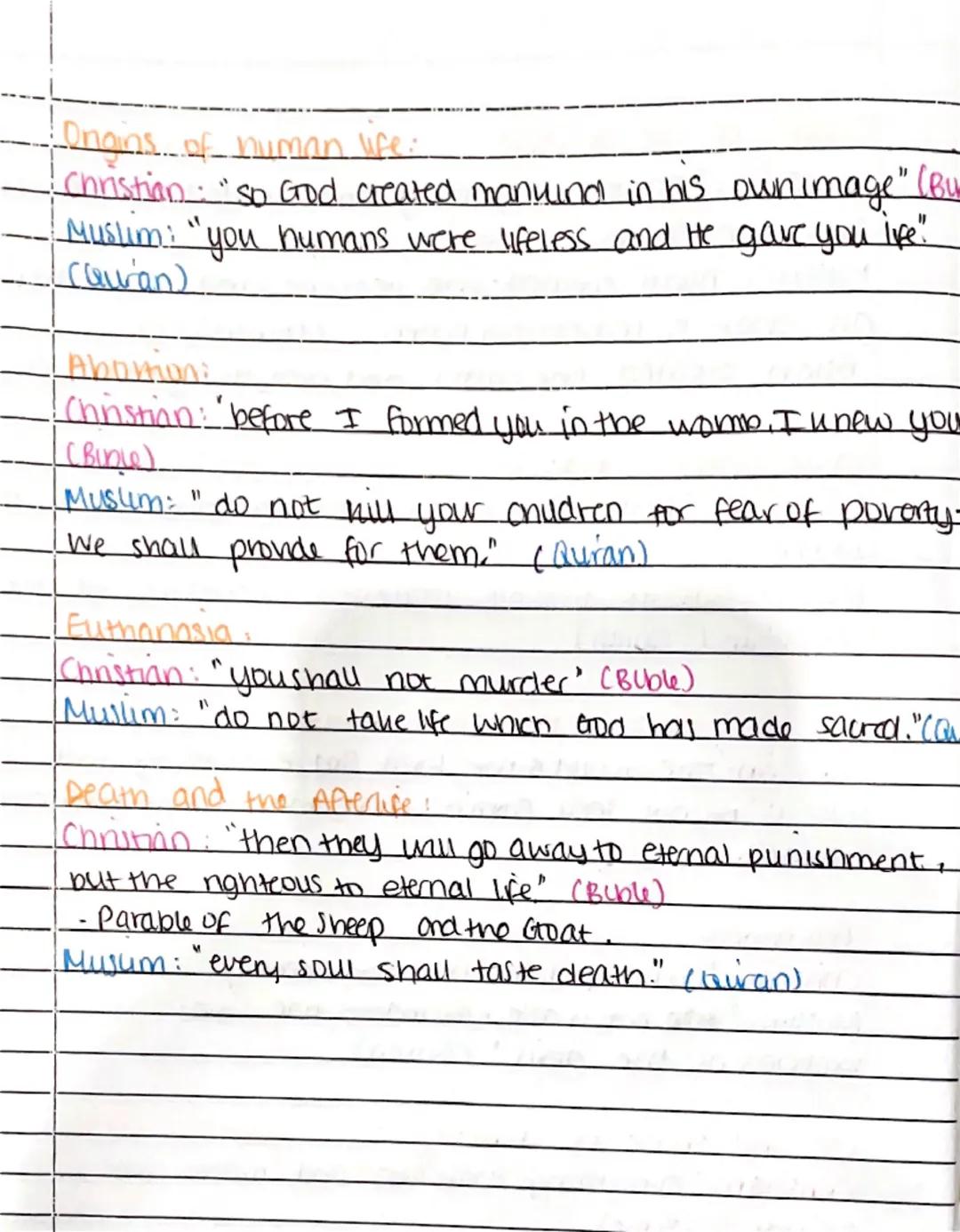 KEY QUOTES
Theme A
Relationships and families
Homosexuality:
Christian: "do not have sexual relations with a man as one
does with a woman, i