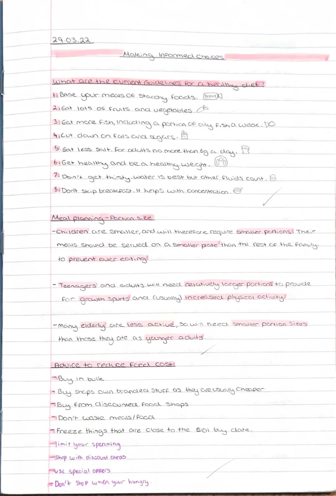 GCSE Food Tech Revision: Healthy Diet Guidelines, Eatwell Guide, and Tips for Low-Cost Meals