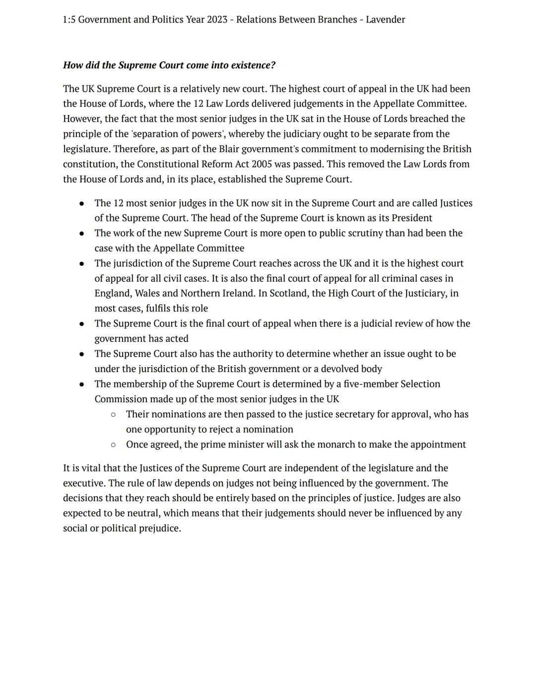 1:5 Government and Politics Year 2023 - Relations Between Branches - Lavender
=
preparation
task
government politics
Notes
Judicial Independ