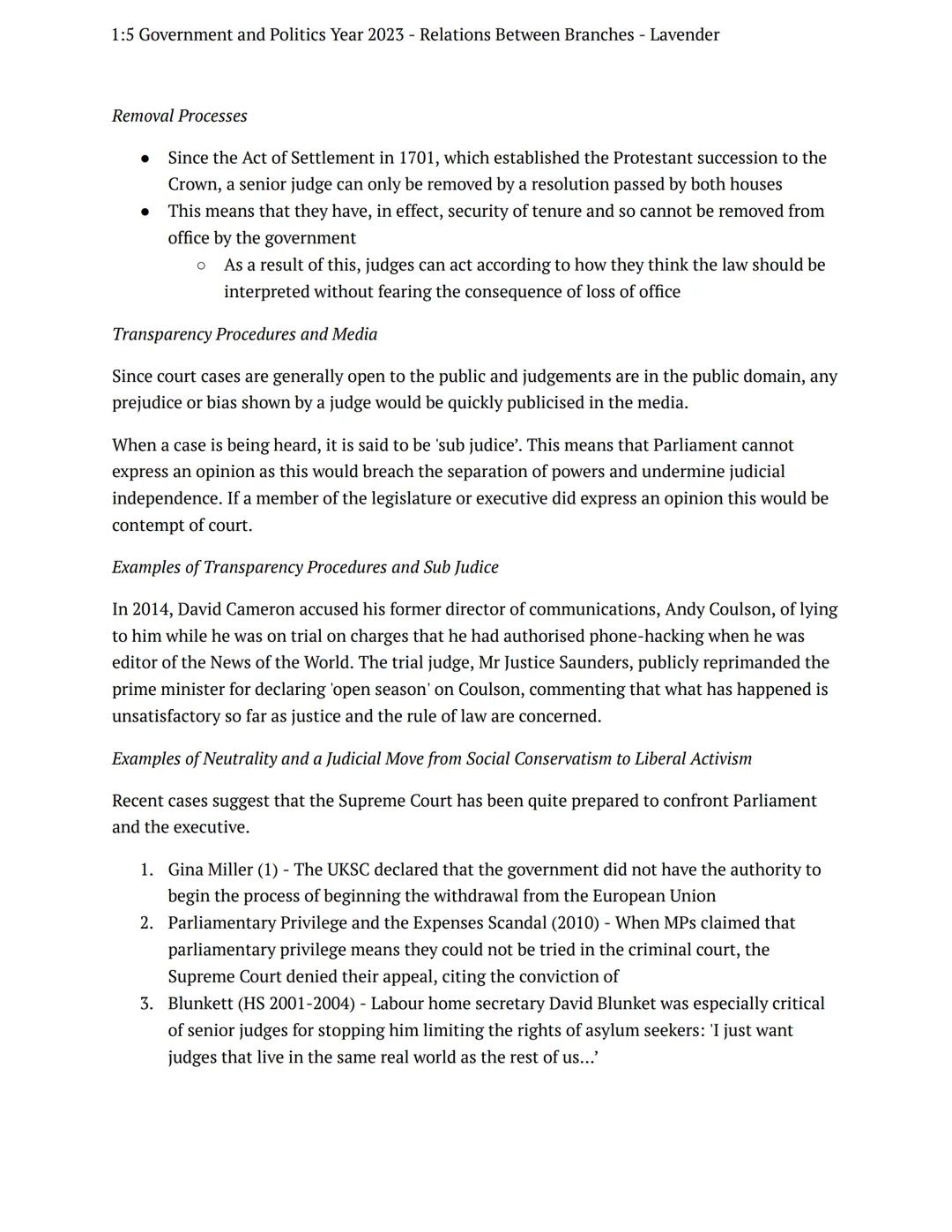 1:5 Government and Politics Year 2023 - Relations Between Branches - Lavender
=
preparation
task
government politics
Notes
Judicial Independ