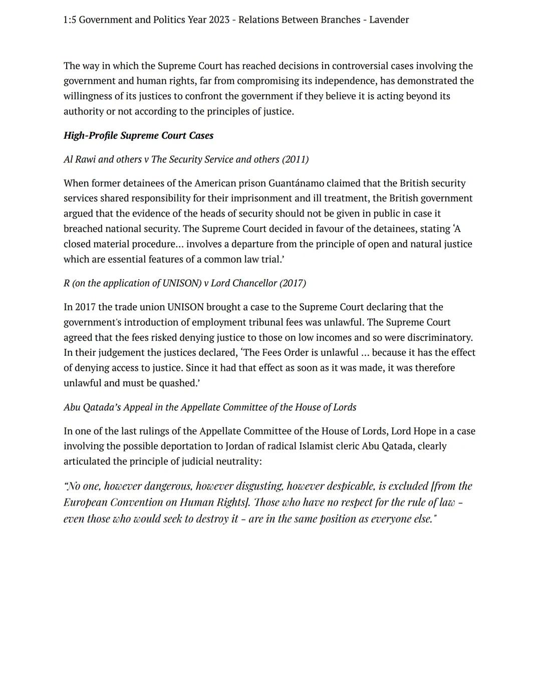 1:5 Government and Politics Year 2023 - Relations Between Branches - Lavender
=
preparation
task
government politics
Notes
Judicial Independ