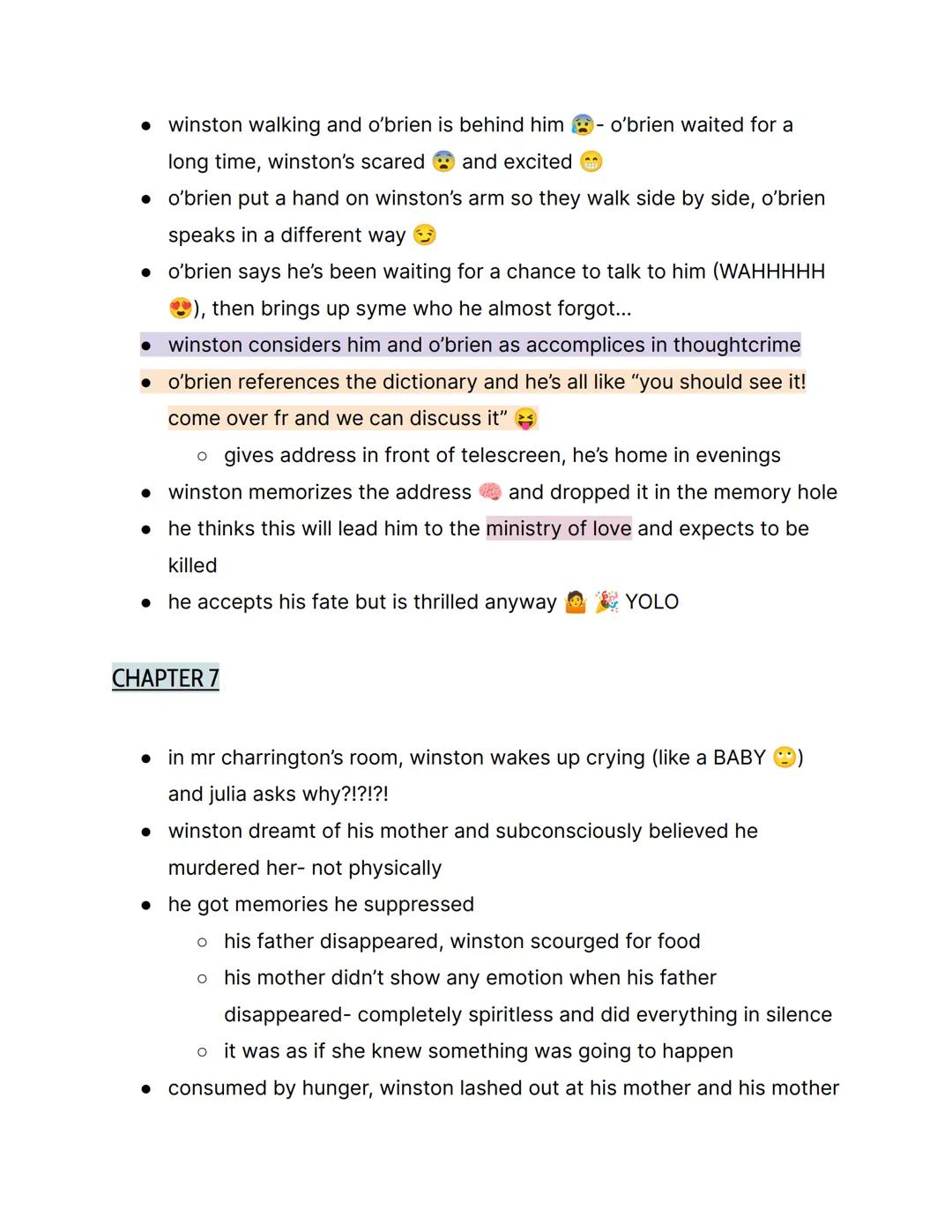 # 1984 by George Orwell; { Part 2 Notes }

things to know:
- → this is part 2, not part 1
- → orwell rejected soviet communism
- → the book 