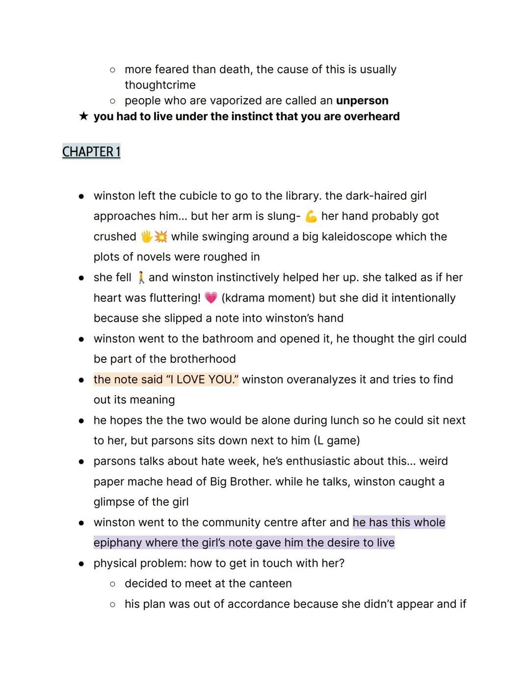 # 1984 by George Orwell; { Part 2 Notes }

things to know:
- → this is part 2, not part 1
- → orwell rejected soviet communism
- → the book 
