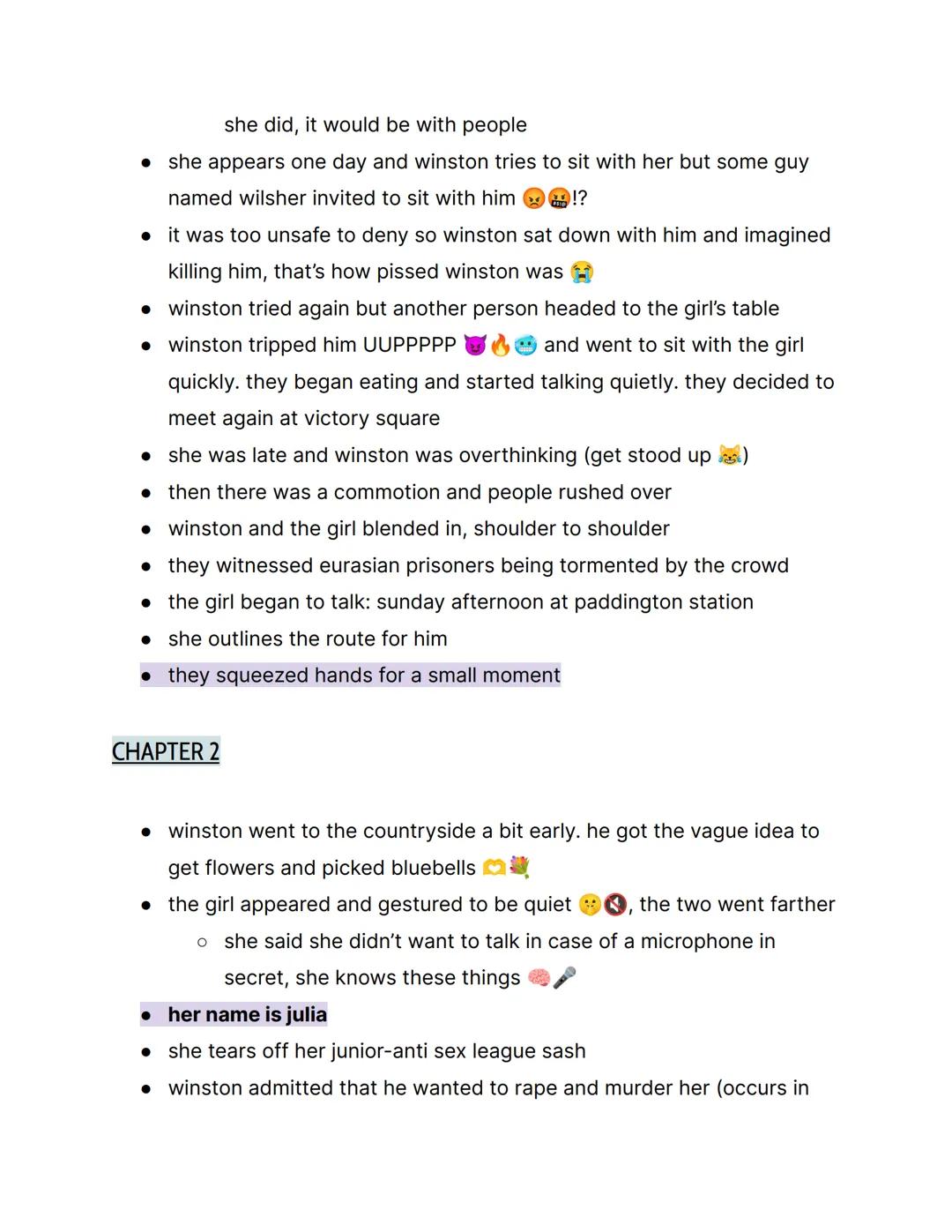 # 1984 by George Orwell; { Part 2 Notes }

things to know:
- → this is part 2, not part 1
- → orwell rejected soviet communism
- → the book 