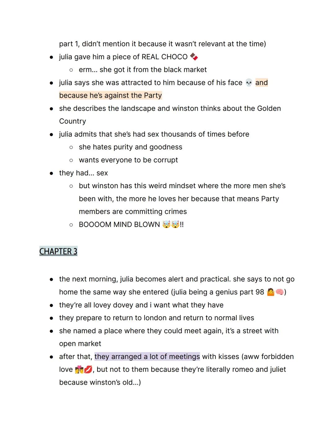# 1984 by George Orwell; { Part 2 Notes }

things to know:
- → this is part 2, not part 1
- → orwell rejected soviet communism
- → the book 