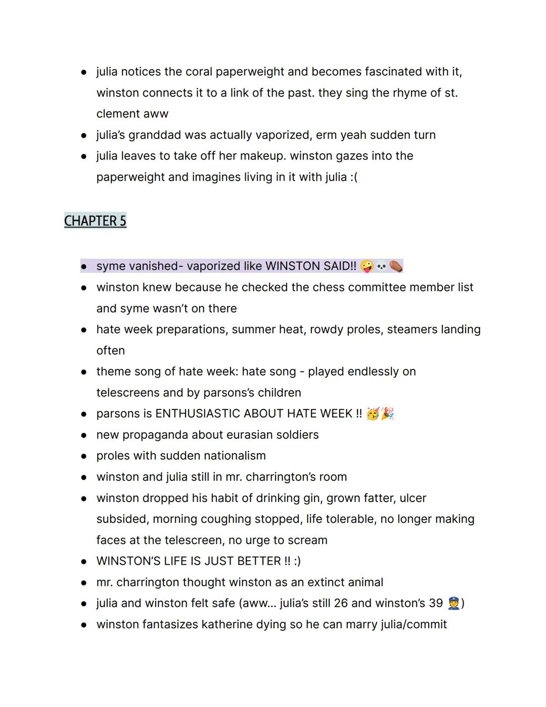 # 1984 by George Orwell; { Part 2 Notes }

things to know:
- → this is part 2, not part 1
- → orwell rejected soviet communism
- → the book 