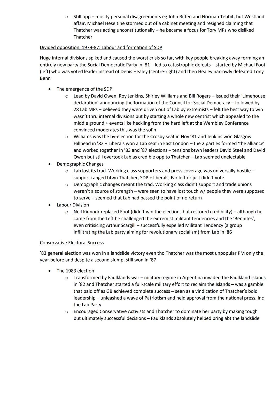 The Thatcher Governments
Thatcher as a leader: character and ideology
A style of leadership
O
Described herself as a conviction politician +