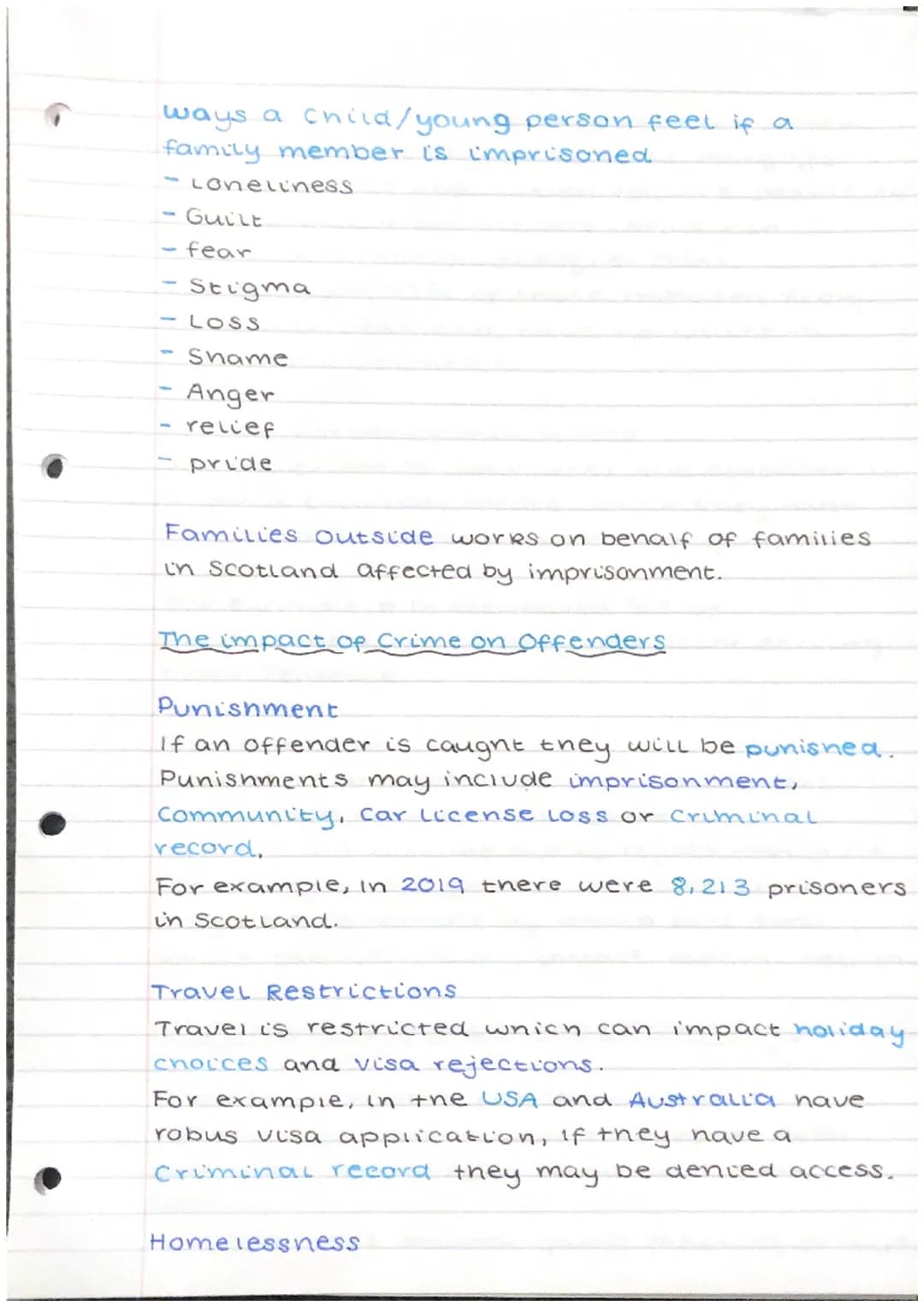 Crime and the law.
Causes of crime
Social/Environmental factors - Upbring and
Surroundings may contribute to criminal
activity.
- Drugs and 