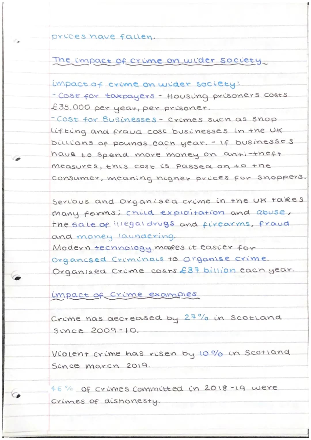 Crime and the law.
Causes of crime
Social/Environmental factors - Upbring and
Surroundings may contribute to criminal
activity.
- Drugs and 