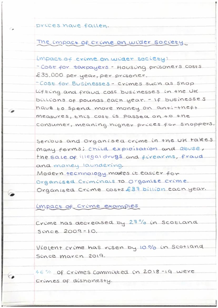 Crime and the law.
Causes of crime
Social/Environmental factors - Upbring and
Surroundings may contribute to criminal
activity.
- Drugs and 