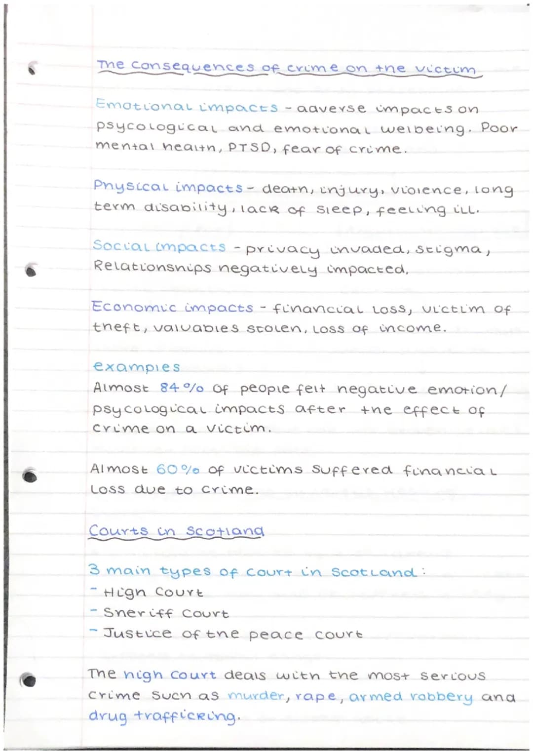 Crime and the law.
Causes of crime
Social/Environmental factors - Upbring and
Surroundings may contribute to criminal
activity.
- Drugs and 