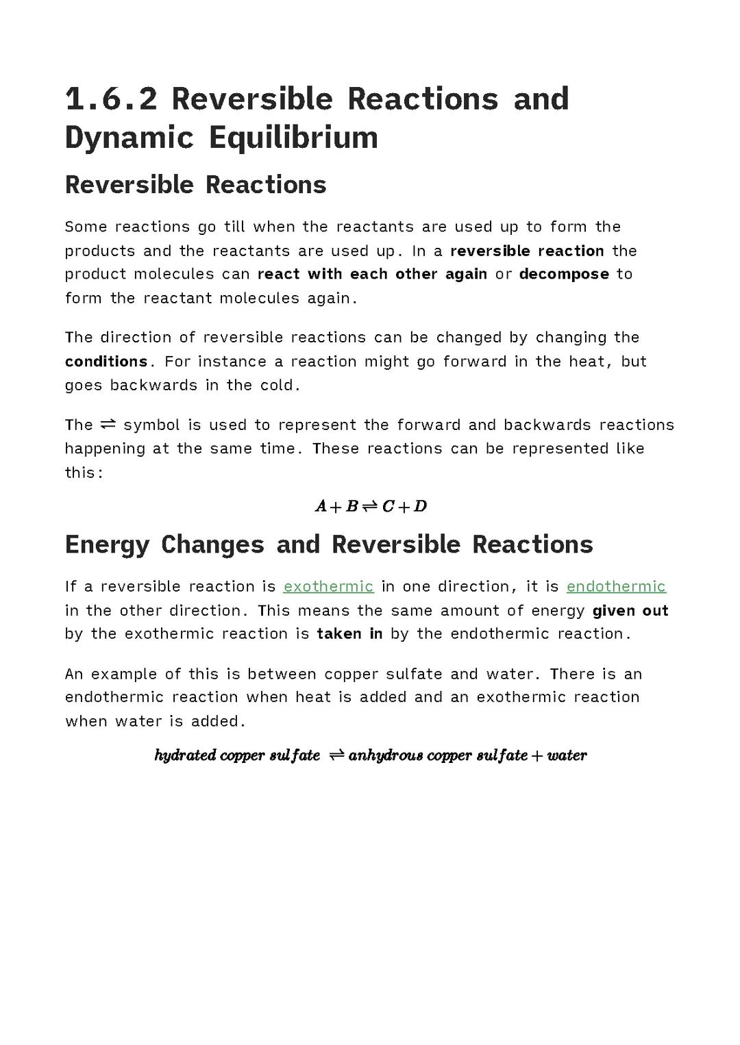 1.6.2 reversible reactions 