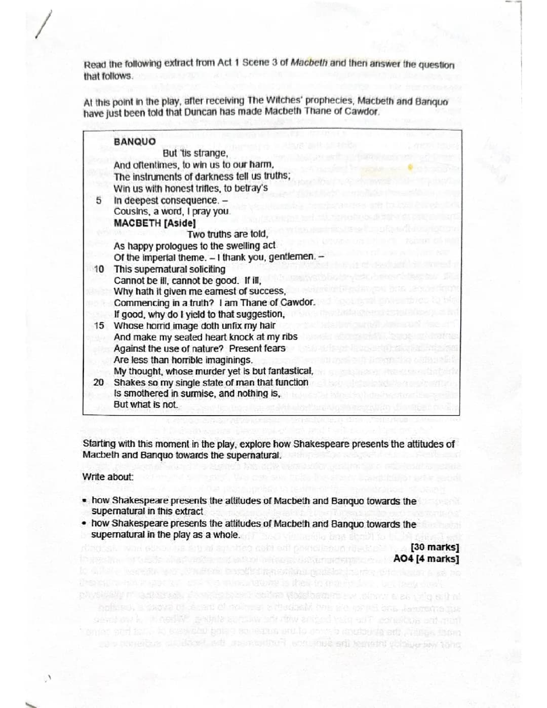 Macbeth past paper question and answer