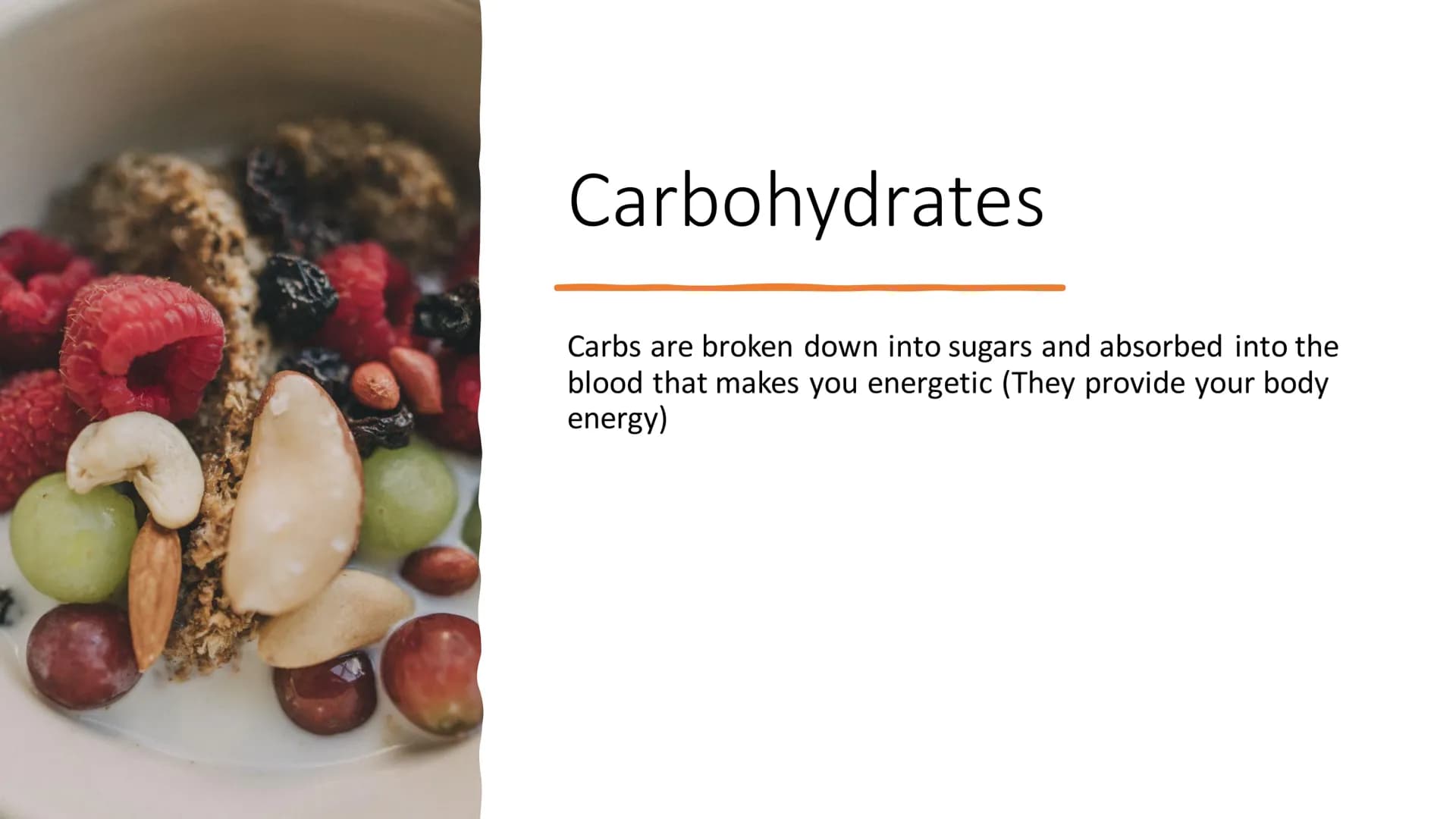 Food Groups
Sources: NHS, Healthline.com
V
18 What are the food groups ?
Carbohydrates
Fats
• Proteins
• Fibres
●
●
●
Vitamins
Minerals
• Wa