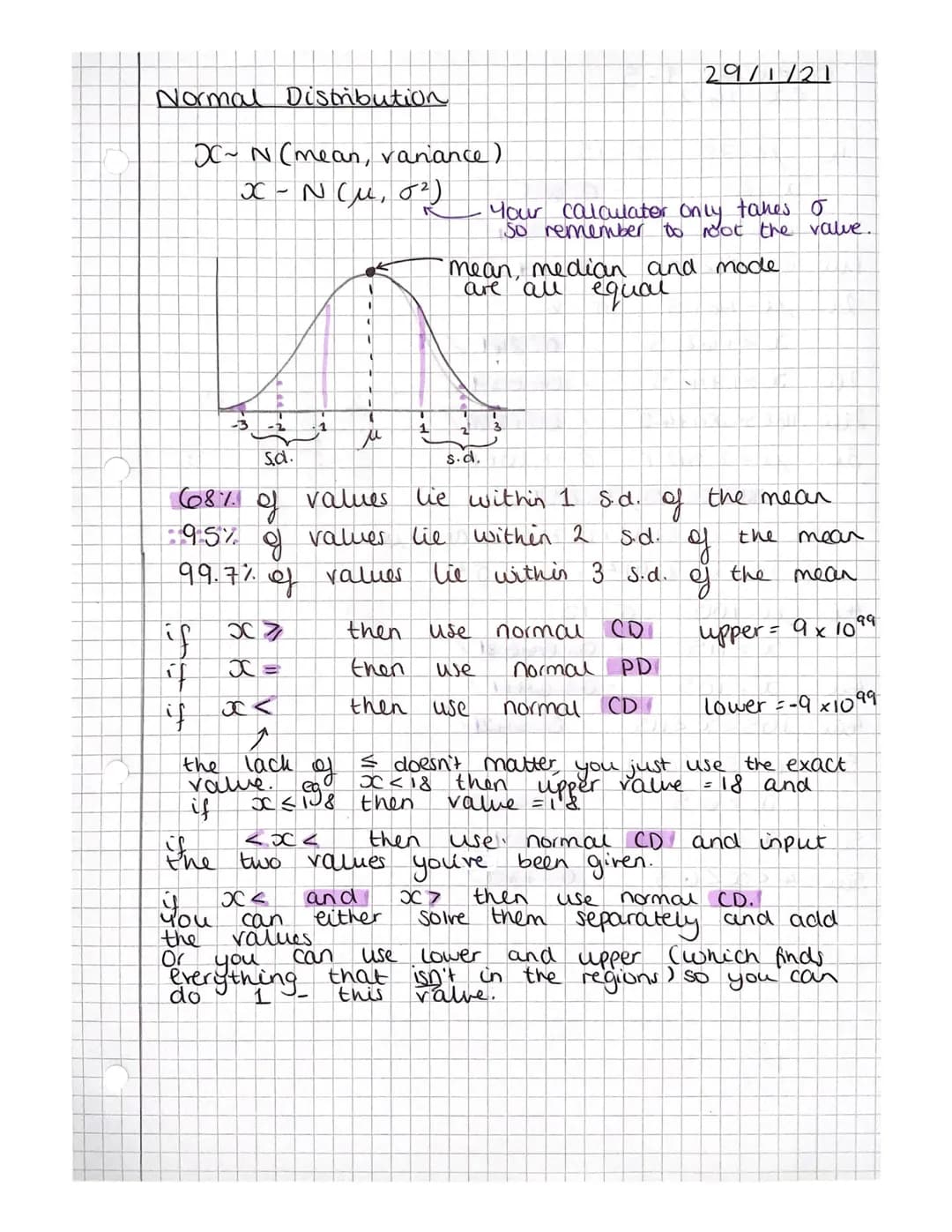 Normal Distributions:
The
which
O
μ-30 μ-20 μ-0
-3
Standard deviation away from mean
means
mean
1
u
-2 -1 O 1
value
given by
getting a value