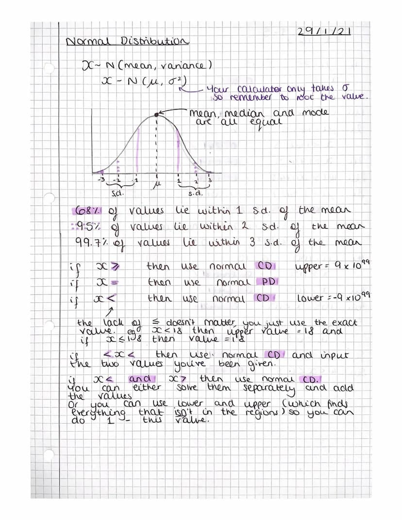 Normal Distributions:
The
which
O
μ-30 μ-20 μ-0
-3
Standard deviation away from mean
means
mean
1
u
-2 -1 O 1
value
given by
getting a value