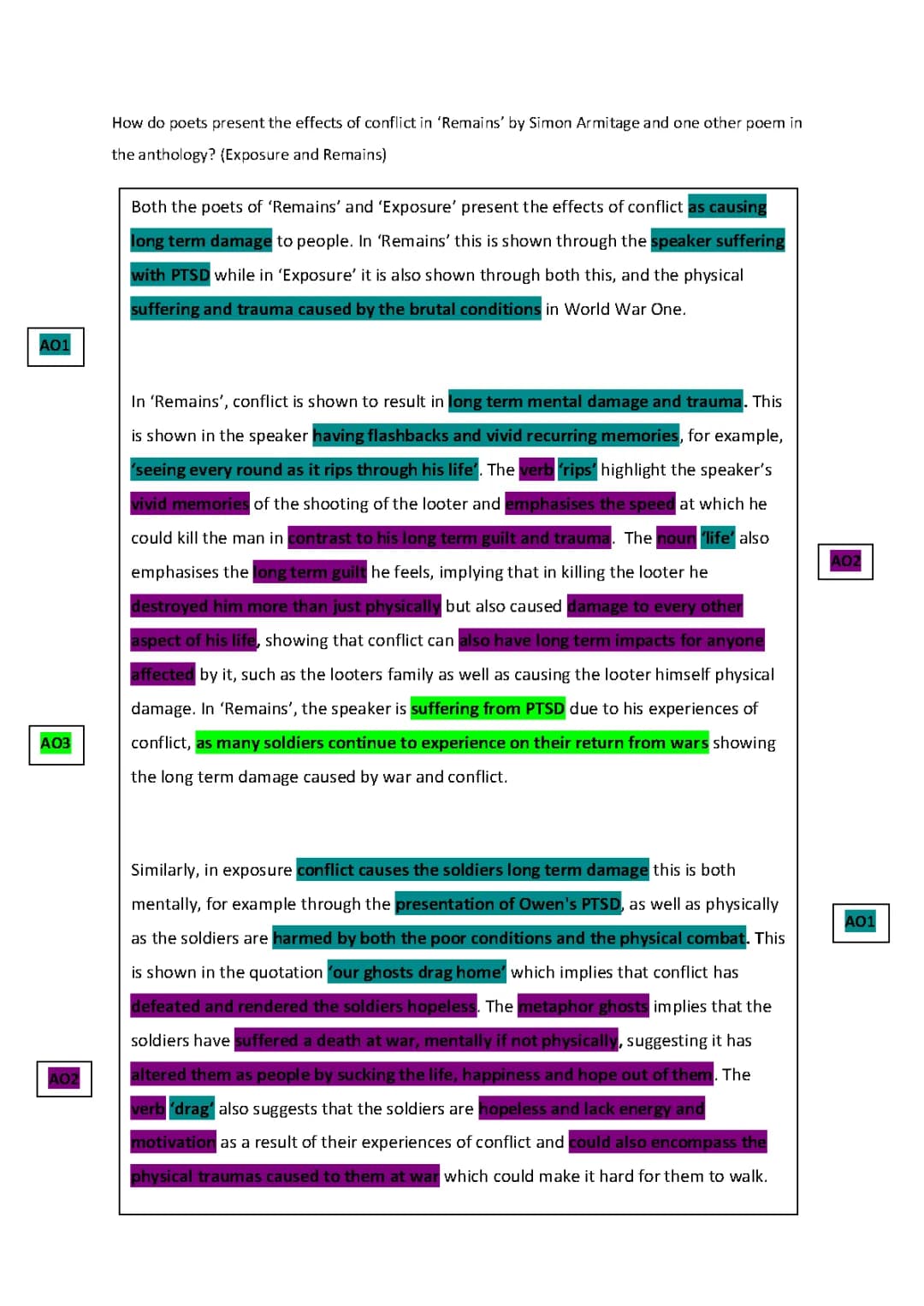 'Exposure' Vs 'Remains' - Effects of Conflict Essay