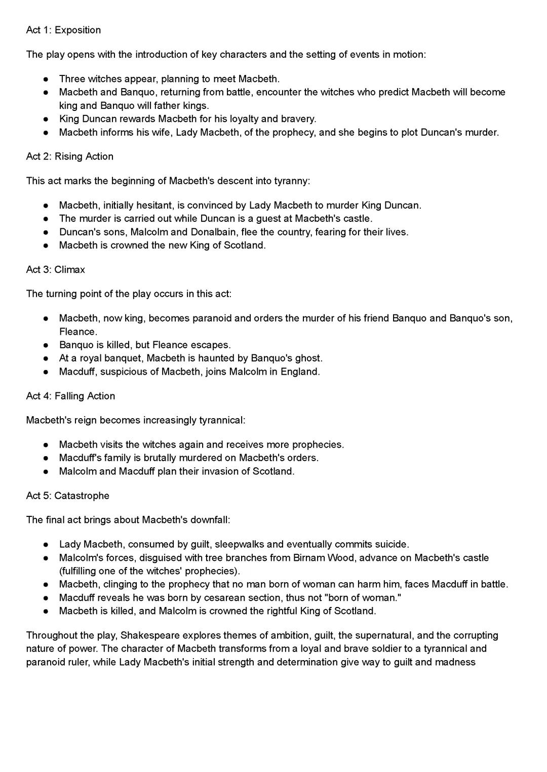 Detailed summary of Macbeth