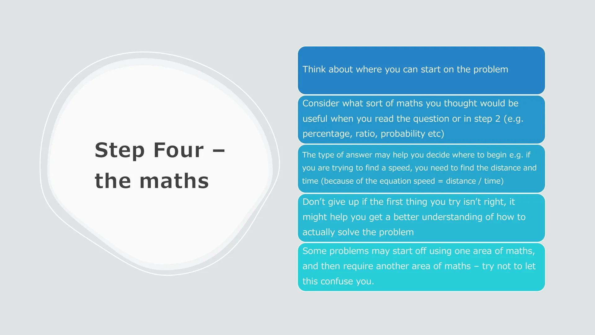 Problem Solving
Introduction Mathematical
Problems
Mathematical problems are worded
problems, which often give a scenario.
They use maths th