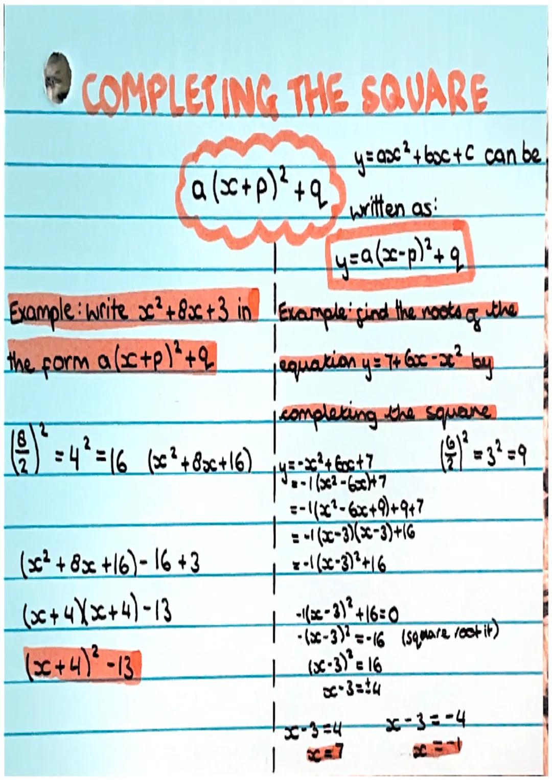 QUADRATICS
|
Ex: Sketch the graph
y = x ² + 6x + 8
PARABOLAS
Uo A
or
|_=+x² = -x²
1
|
1y = intercept ! 50=0
y = 0² + 6(0) + 8
1
y=8
(0,8)
Sk