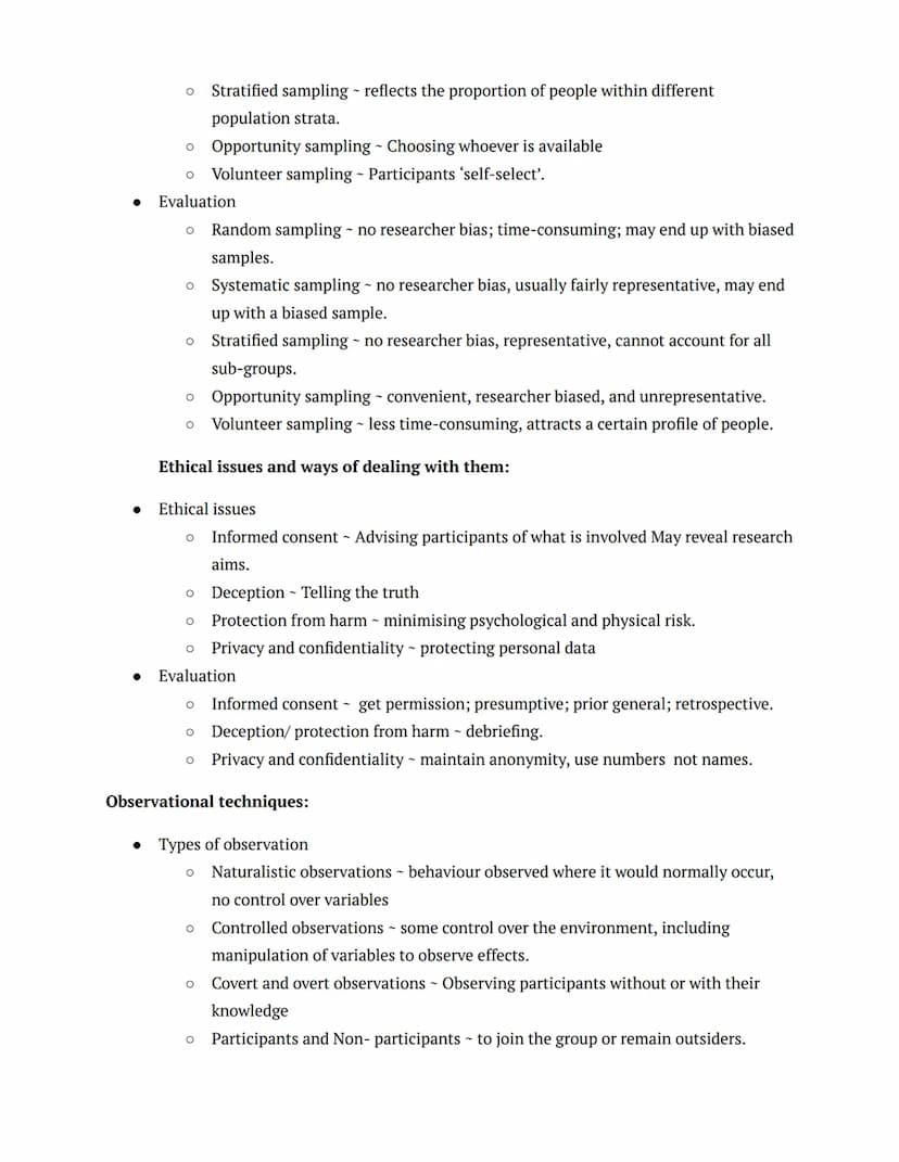 REVISION SUMMARIES:
PSYCHOLOGY
Research methods:
Experimental methods:
• Experimental methods
●
Aim - The purpose of the investigation
O Hyp
