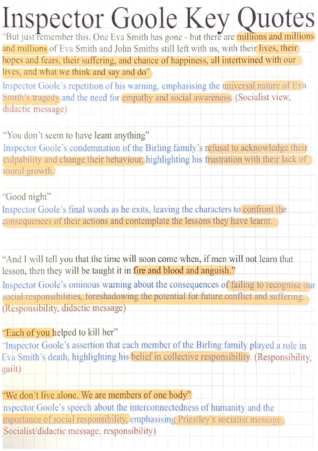 Inspector Goole Key Quotes
