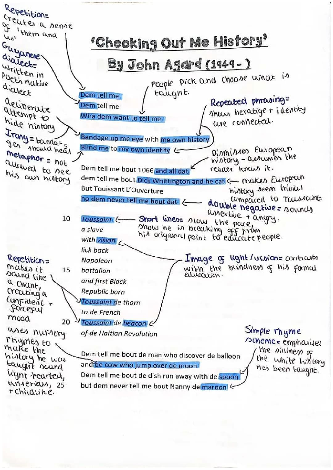 Annotated Checking Out Me History Poem Text, Summary, and PDF