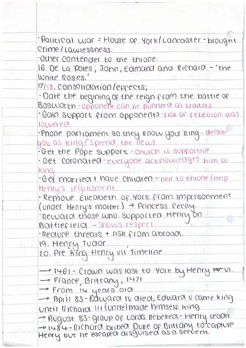 C
Henry VII - Introduction revision-questions.
1. Who was Henry vll mother?
2. Who was Henry VII father?
3. What 'House' was Henry the first