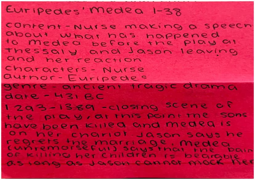 Beliefs and ideas underpinning Greek and Roman reliation I
of medea:
story
-Jason goes to colchis to retreive the Golden Fleece his holl-unc