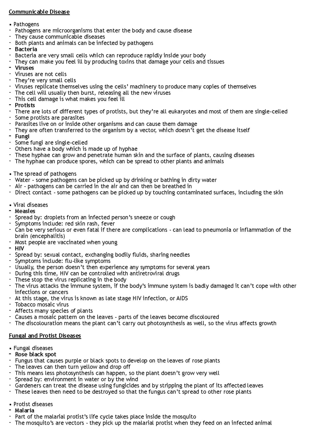 B3 Infection and Response GCSE Notes PDF AQA - Easy Study Guide