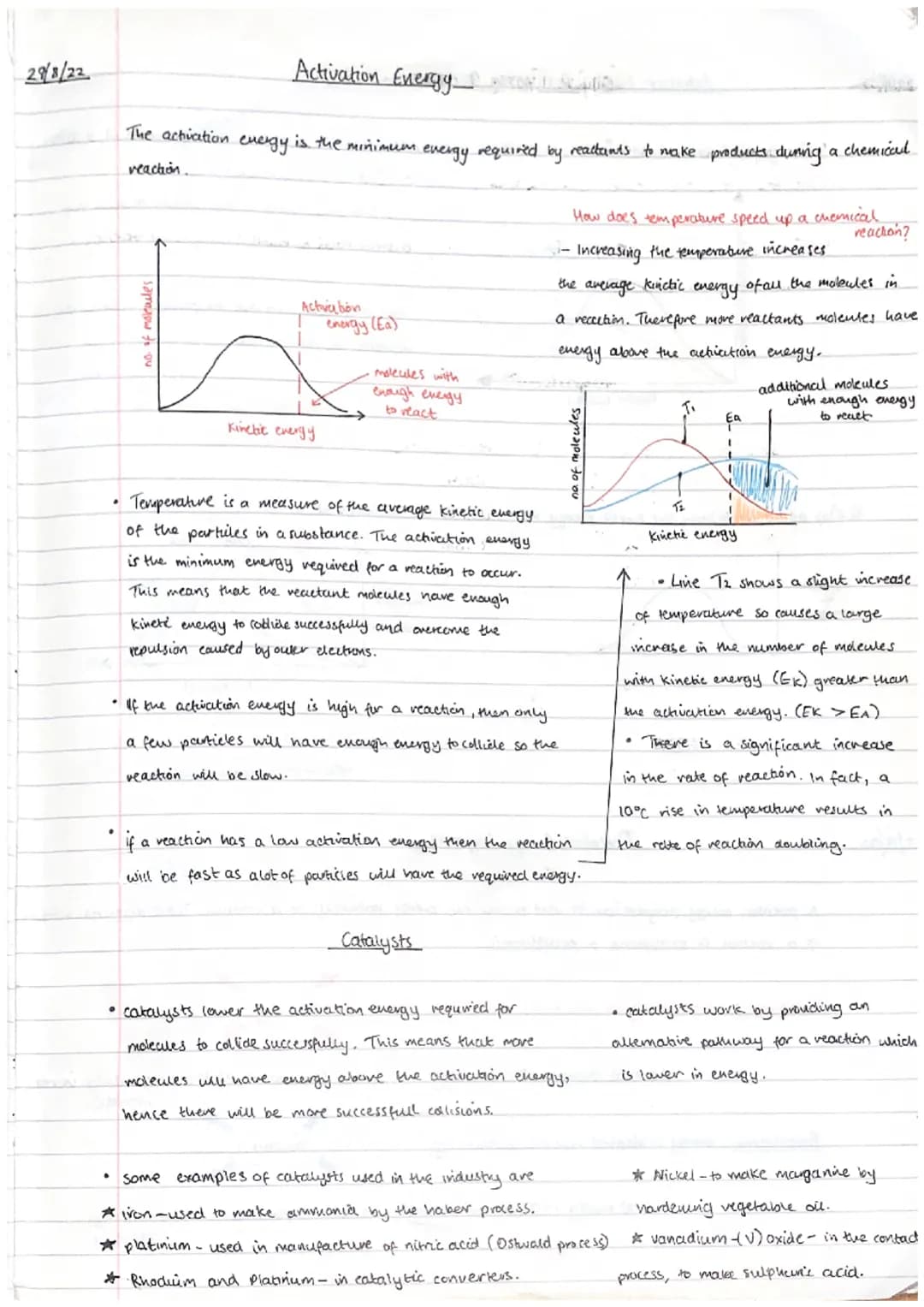 22/8/22
RATES OF REACTON
Finding the rate using time only :- Rate =
pressure
particle size
use of a catalyst
This example shows
the stages o