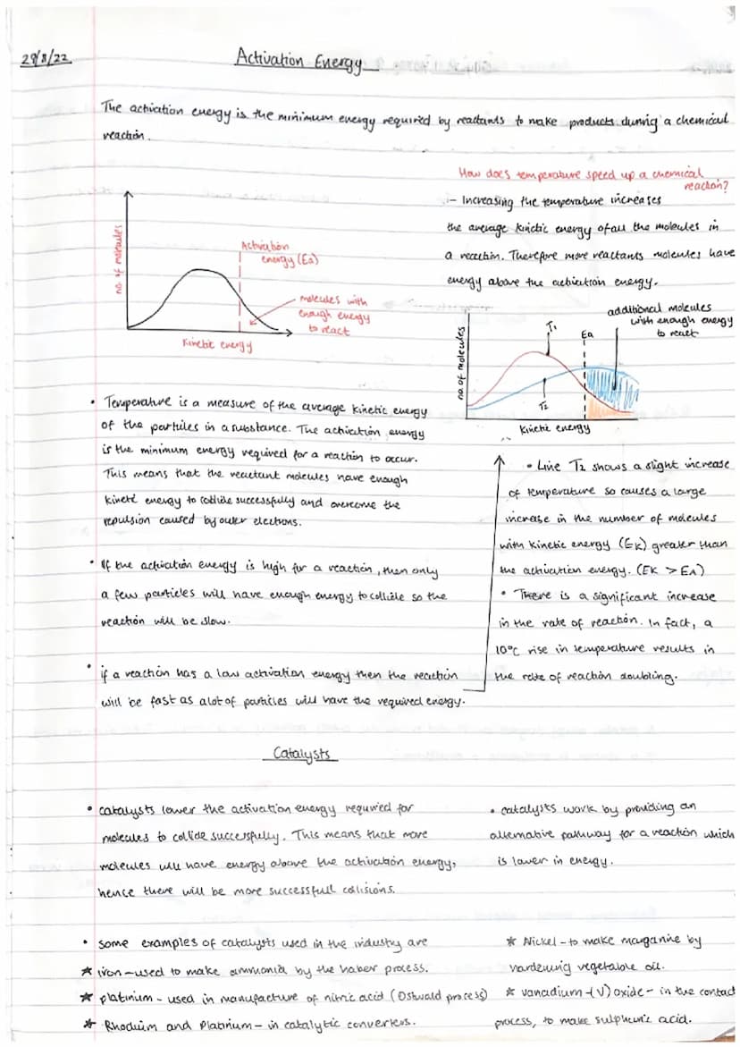 22/8/22
RATES OF REACTON
Finding the rate using time only :- Rate =
pressure
particle size
use of a catalyst
This example shows
the stages o