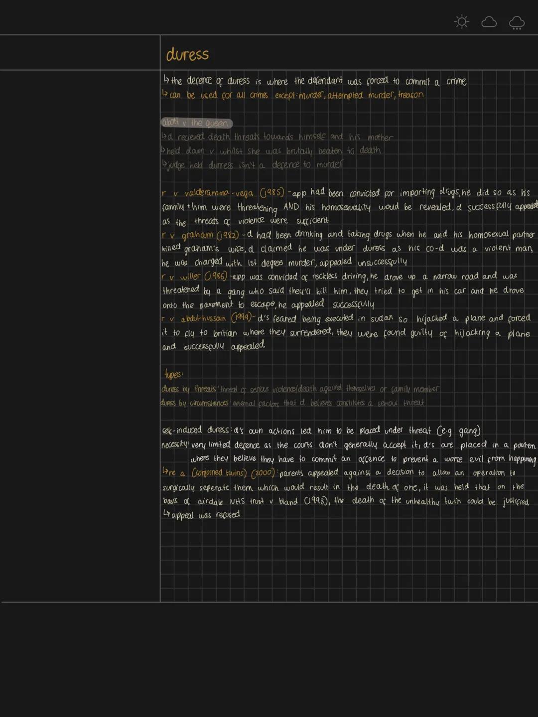 -☀-
(
insanity
↳is a special defence where a must prove they come within the
rules of insanity, if insanity is proved then d is
not guilty
l