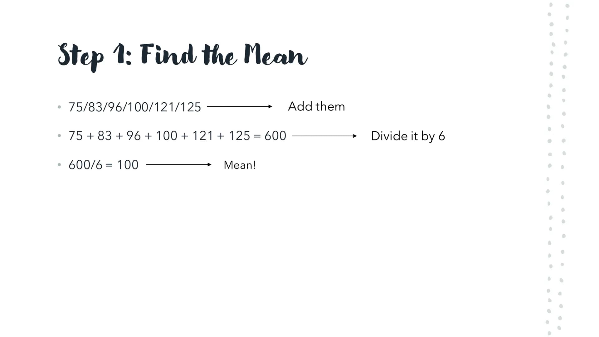a° = 1 [a0]
Achet
tan
Standard Deviation
arcsin Meaning:
●
●
Measures the average amount that all scores deviate from the mean.
The standard