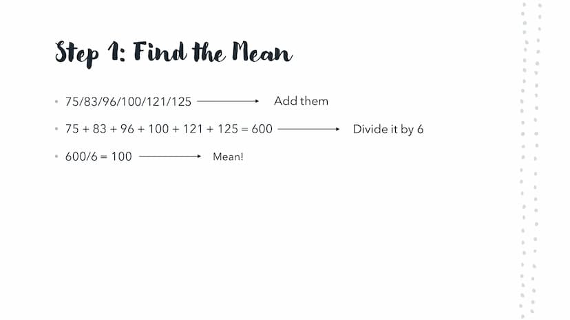 a° = 1 [a0]
Achet
tan
Standard Deviation
arcsin Meaning:
●
●
Measures the average amount that all scores deviate from the mean.
The standard