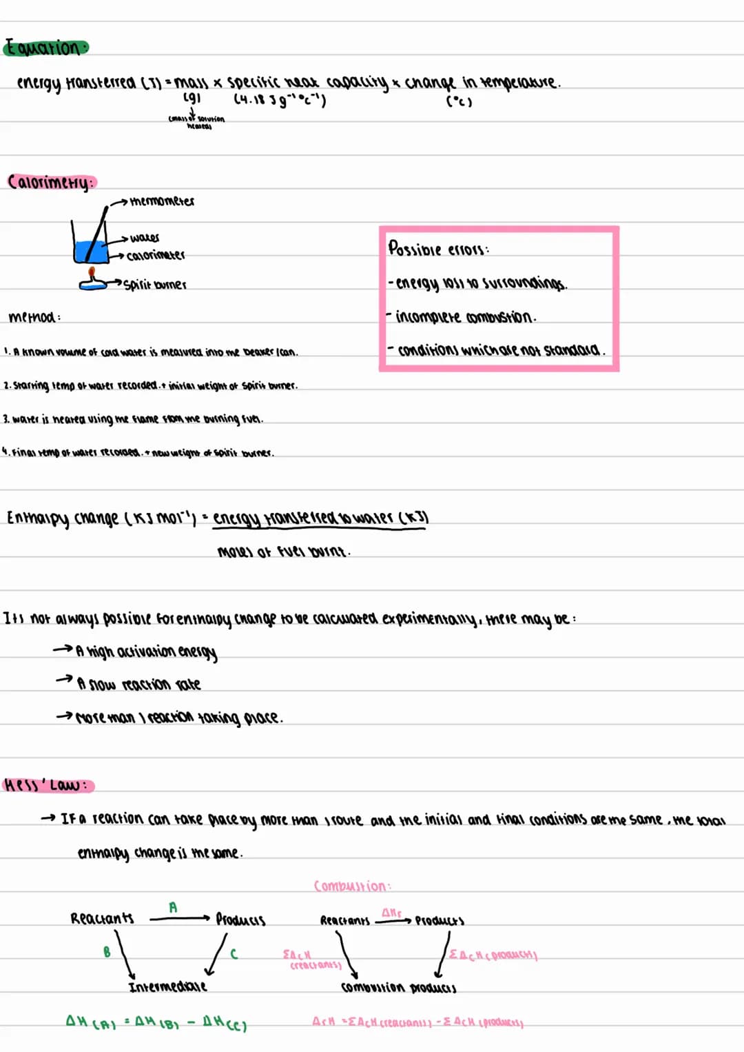 chemistry module 3: Energetics
AFL (energy level diagrams):
Ea activation energy
P
R
AM
reaction progress
heat taken in
ENDOTHERMIC
AH
Overa