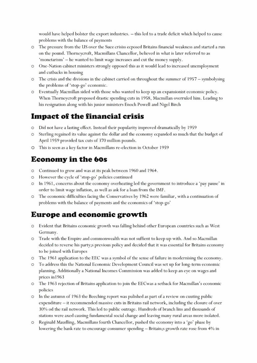 Key terms
o Stop go economics:
O
Balance of trade: difference between good that a country imports and exports - if a country imports
more th