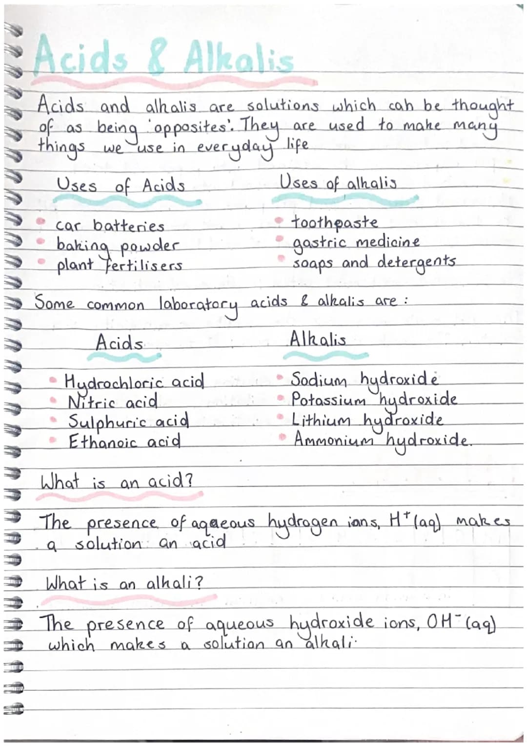 Acids & Alkalis
Acids and alhalis are solutions which can be thought
are used to make many
of as
being 'apposites. They
things we use in eve