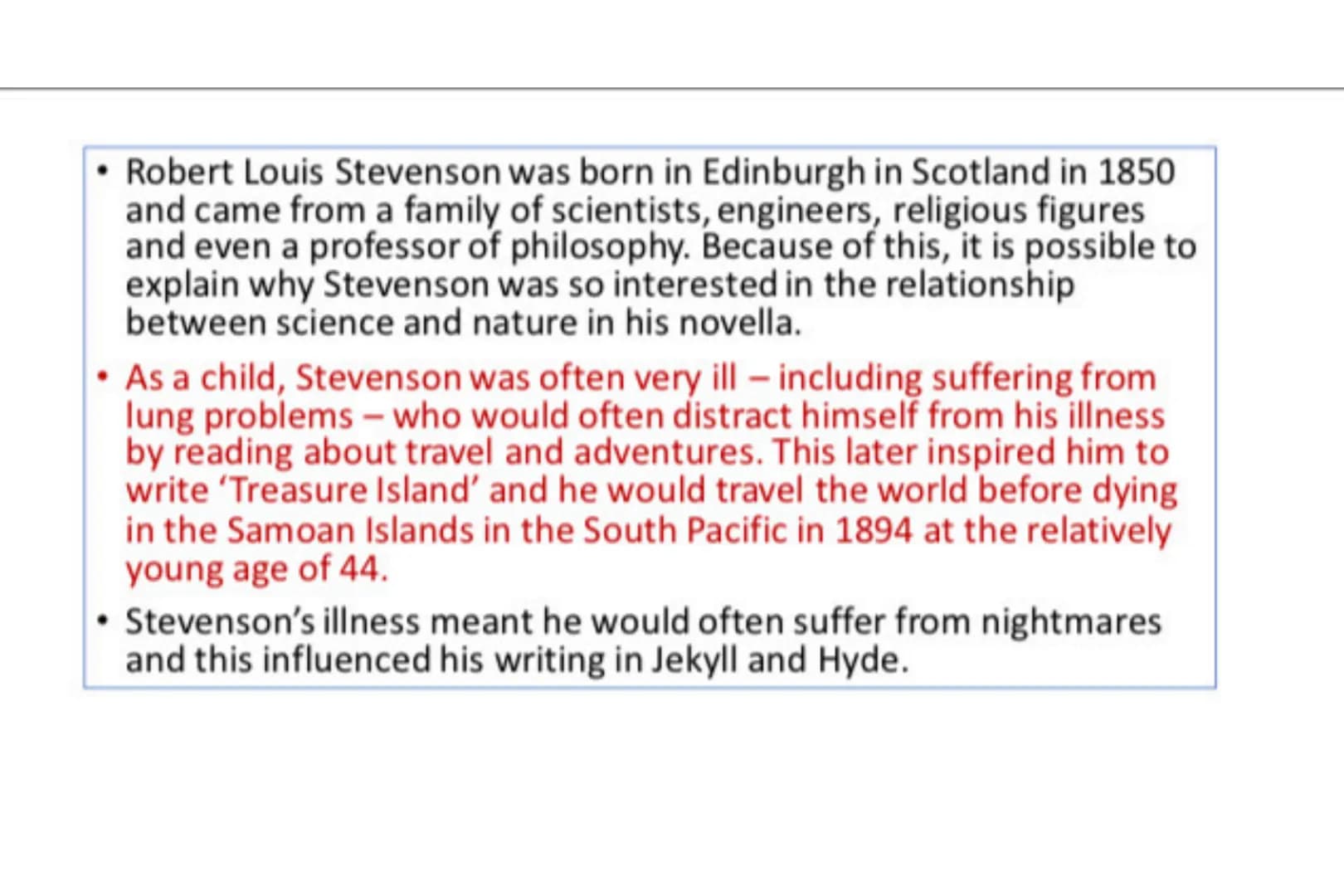 Introduction...
• The novella was published in 1886 by Robert Louis
Stevenson
• Set in Victorian London
• Great advances in science in the 1